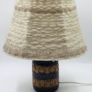 Lampe vintage en céramique relief et abat-jour laine