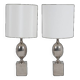 Paire de lampes en laiton argenté. Années 1970.