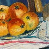 Still life with apples and pear
