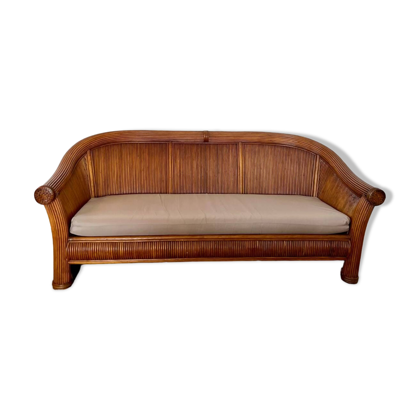 Ancien canapé 3 en rotin design italien des années 70 vintage