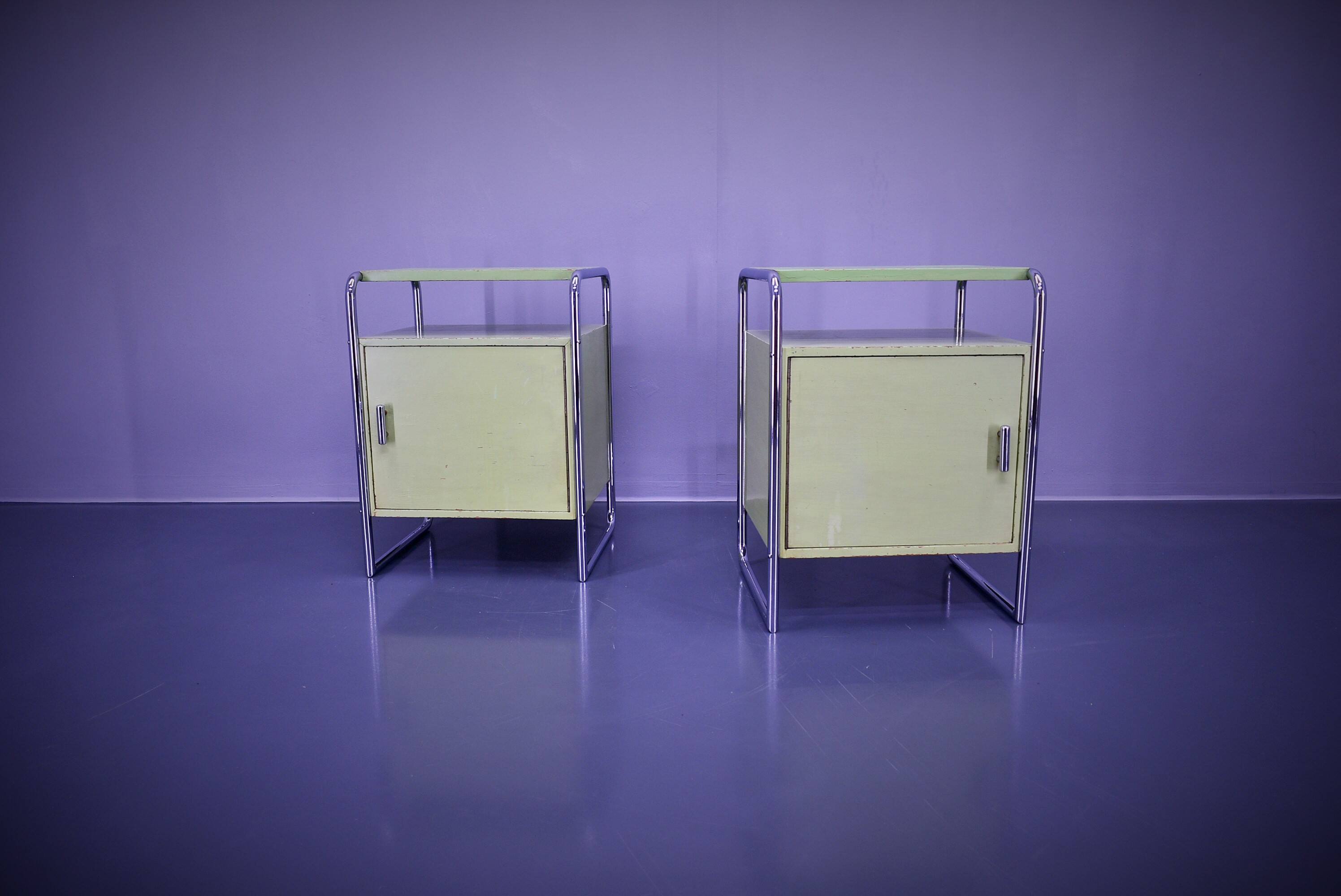 Set of Two Bauhaus Night Stands by Vichr & Co., 1930s