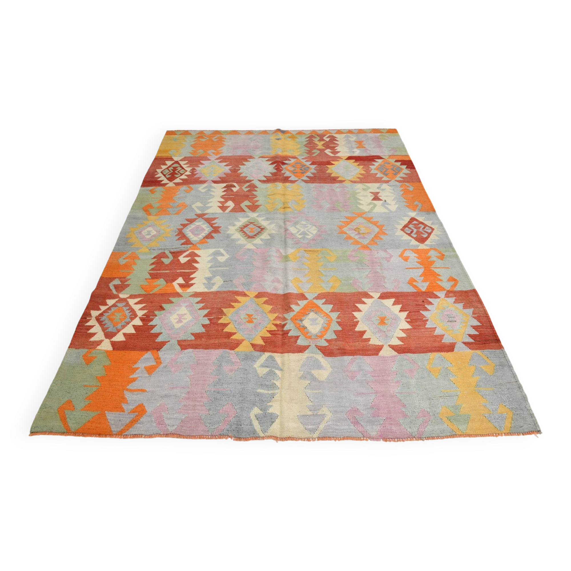 7x9 Oushak Area Rug, Boho Rug, Rare Style Rug, Colorful Rug, 195x259Cm