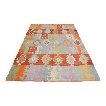 7x9 Oushak Area Rug, Boho Rug, Rare Style Rug, Colorful Rug, 195x259Cm