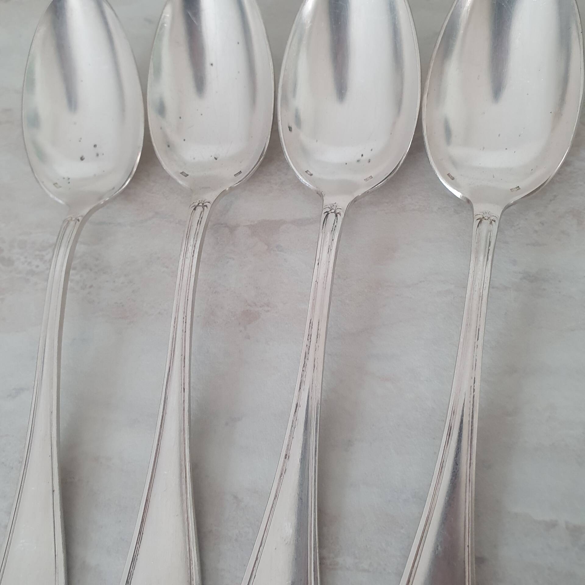 Large silver-plated metal spoon (silver hallmark) Louis XV style