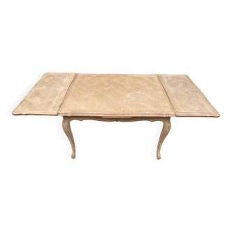 Extendable Louis XV dining table in solid oak wood and marquetry 200cm