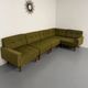 Ancien canapé d’angle modulable design scandinave en tissu vert 1960
