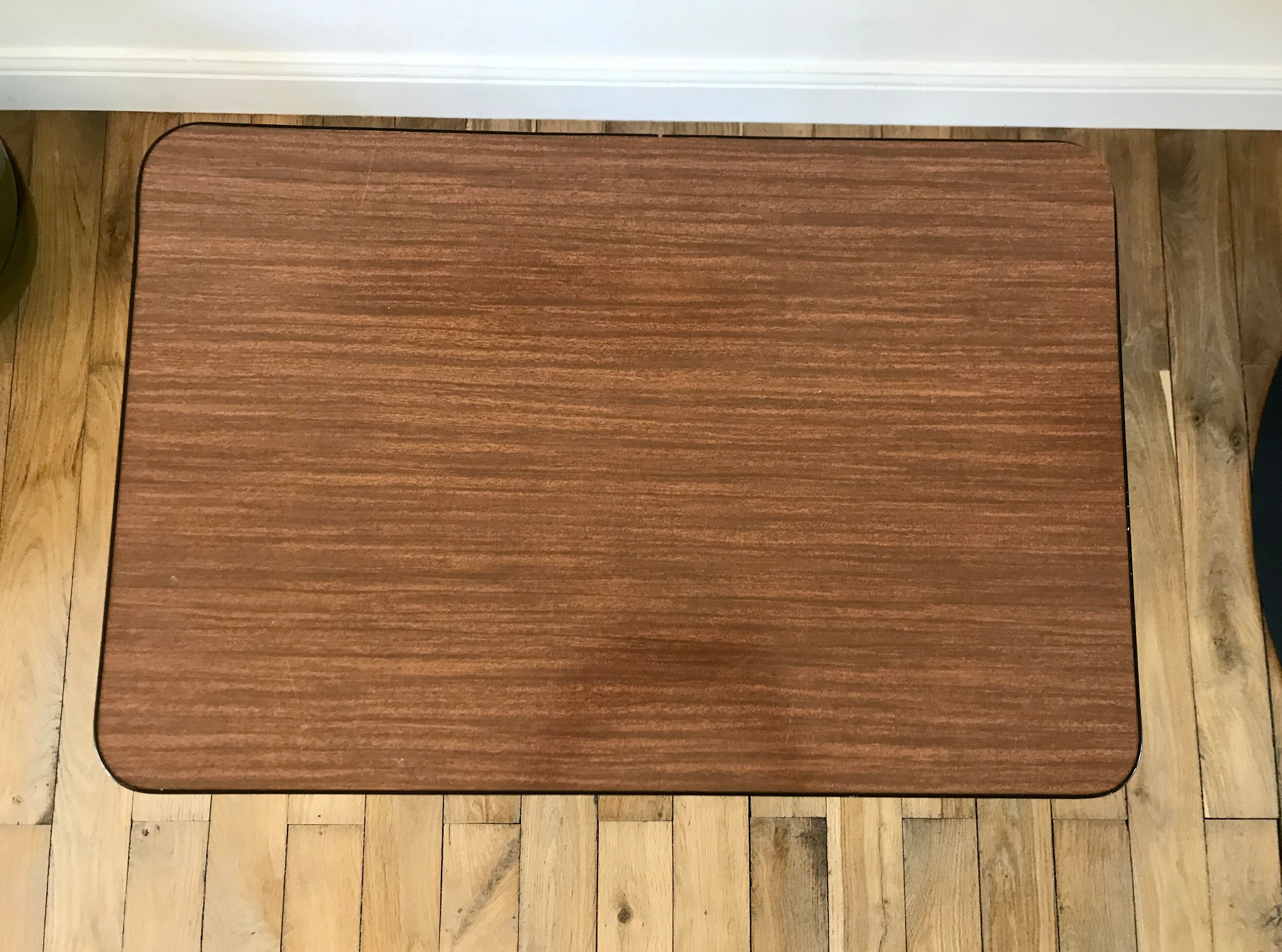 Rolling table vinyl row in formica and gold metal years 60-70