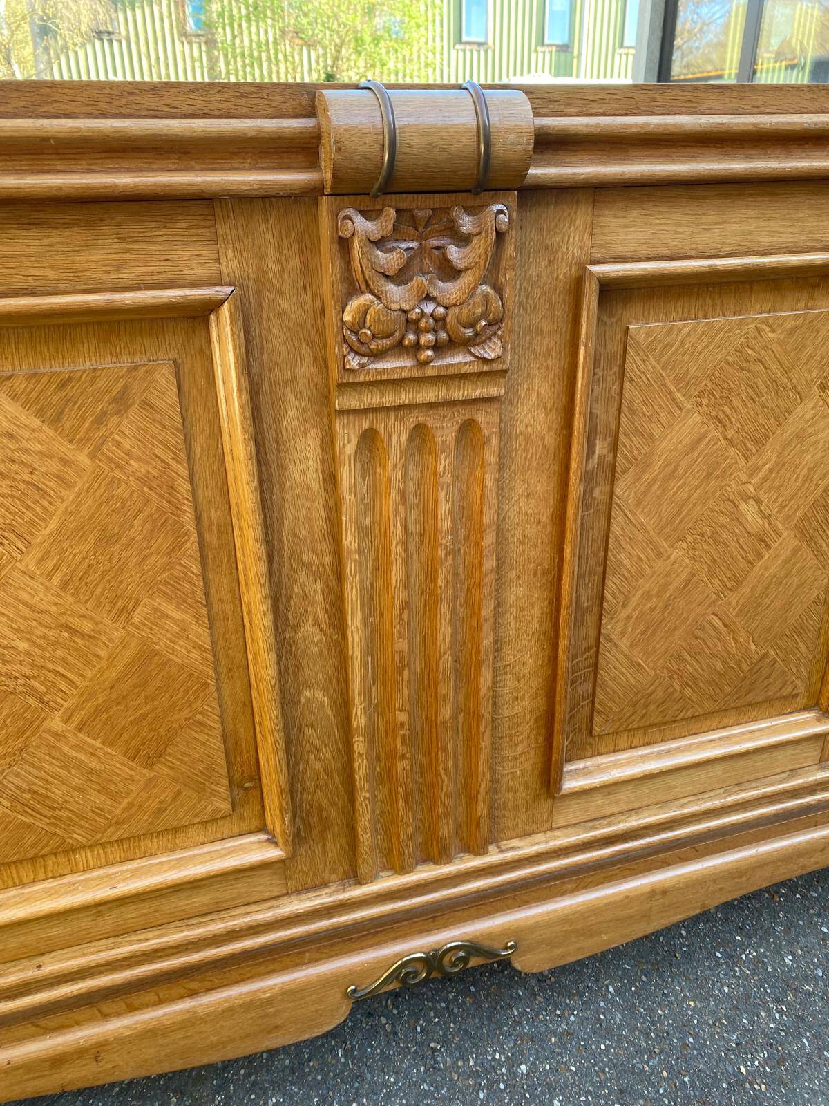 Buffet enfilade vintage art déco en marqueterie et bois massif 4 portes