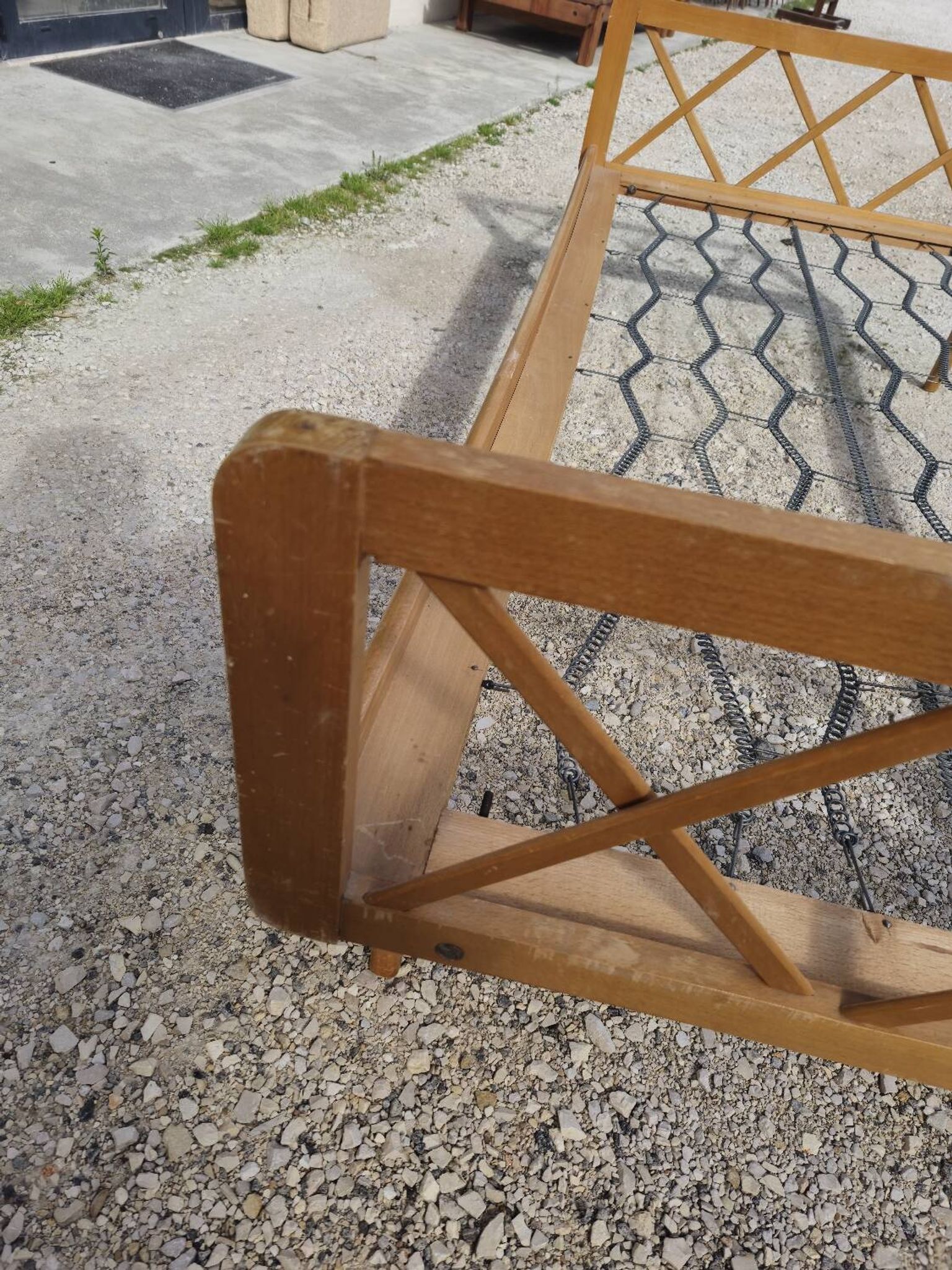 Vintage bed with compass feet from the 1950s