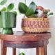 Antique table with double round tops, side table or plant stand.