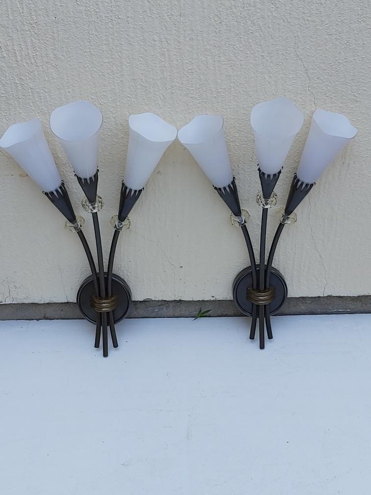 Pair of arum sconces edition Lunel Paris 50s