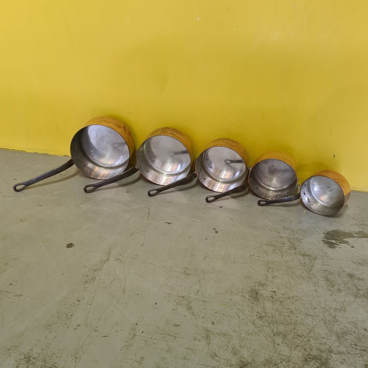 French 5 pieces copper cookware set 20th century