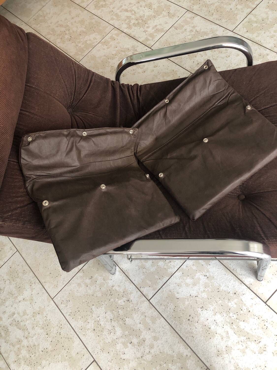 Vintage chocolate corduroy morris system deckchair