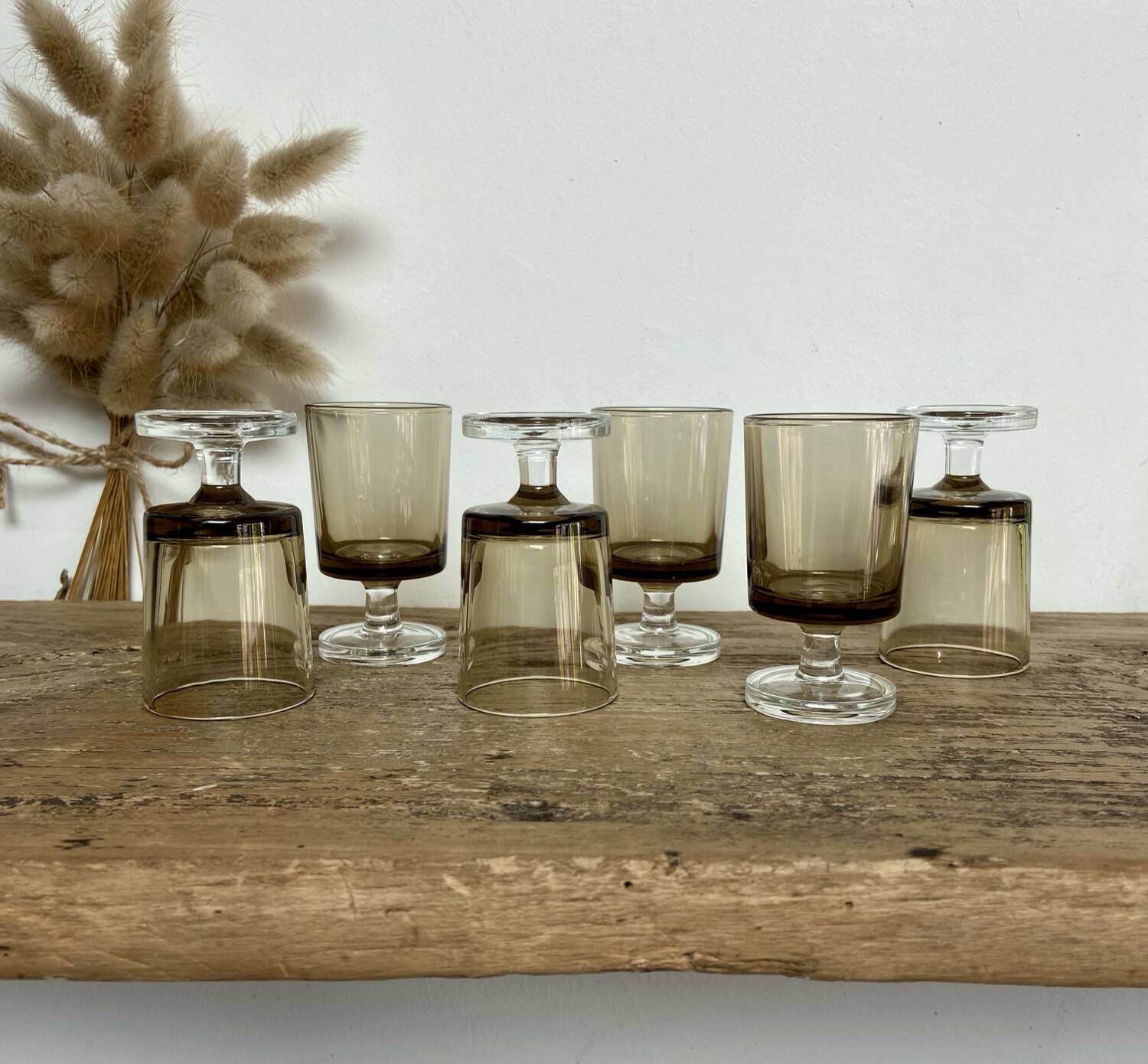 6 smoked liqueur glasses luminarc france