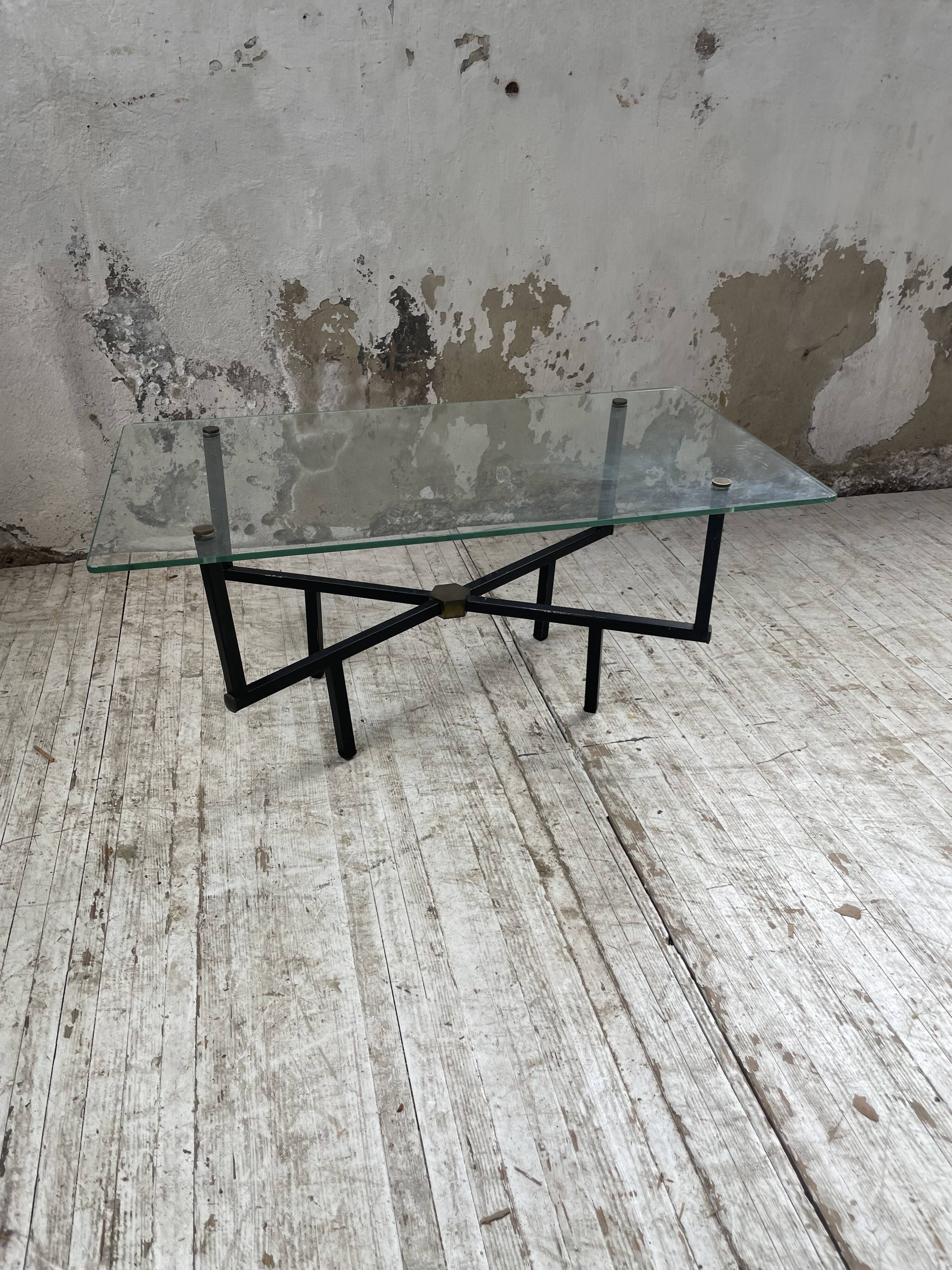 60s glass coffee table