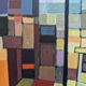 Mid-Century Modern "Cubist View" Vintage Cubist Oil Painting, Framed