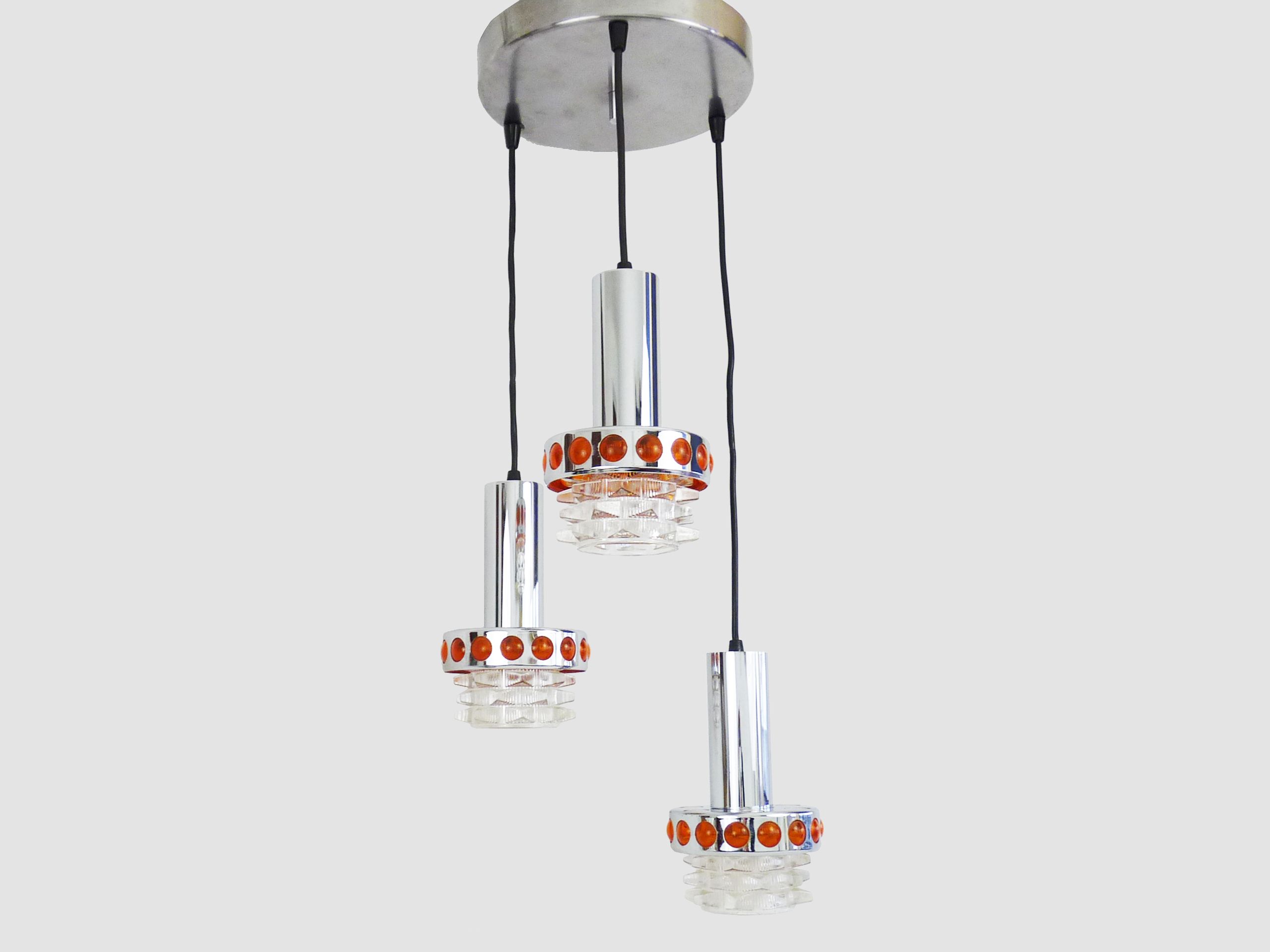 Suspension waterfall vintage Raak Amsterdam Holland chrome polished glass chiseled. Year 70