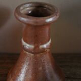 Small vintage marbled stoneware candlestick with handle