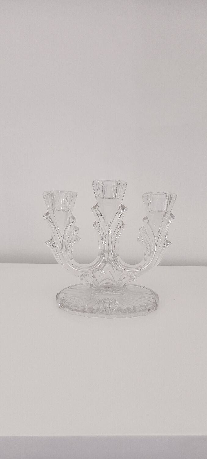 Candlestick candlestick 3 branches in transparent glass