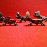 Set of 8 metal knife doors decorated with a stone