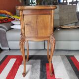 Antique walnut and marble bedside table