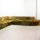 XL Woodstock Style Greenish Velvet Modular Sofa with Ottoman by Laauser 70s