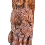 Antique solid wood sculpture statue of the Virgin and Child