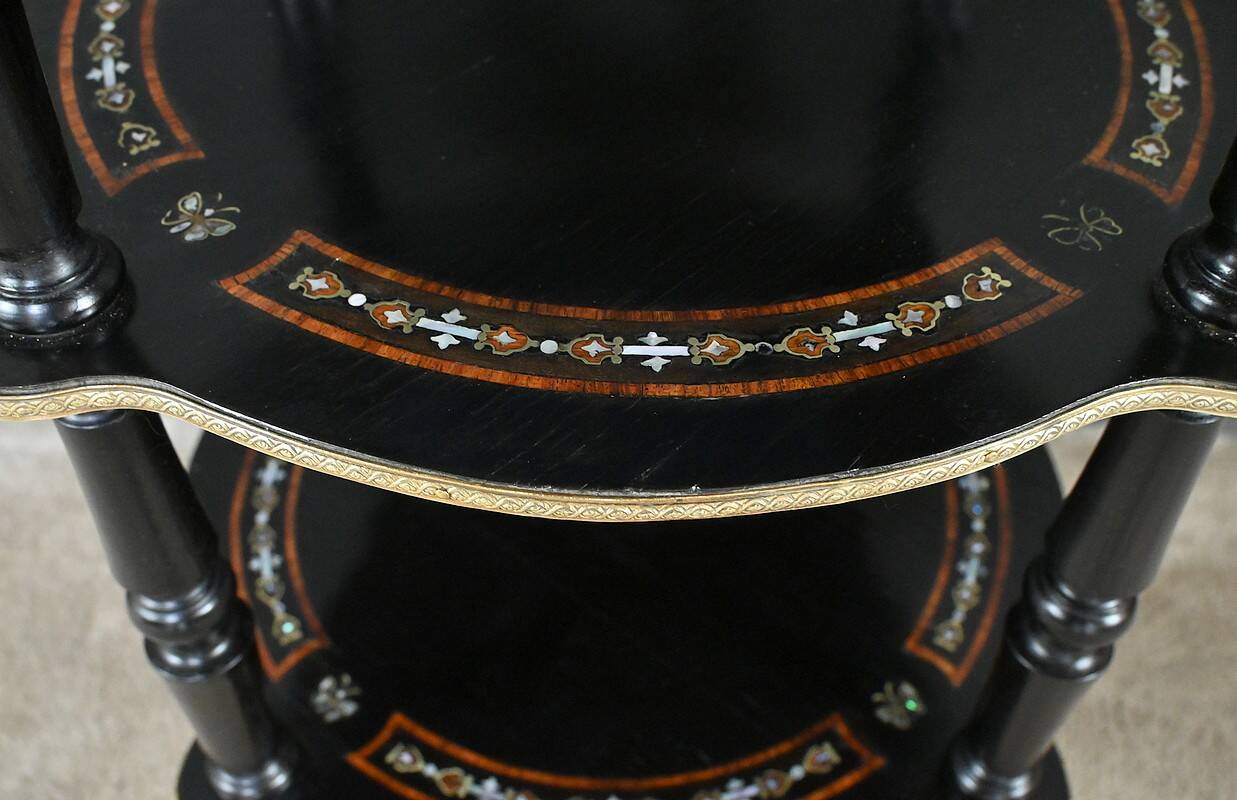 Blackened wooden stool, "Portrait of Louis XVI", Napoleon III - 19th century