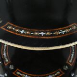 Blackened wooden stool, "Portrait of Louis XVI", Napoleon III - 19th century