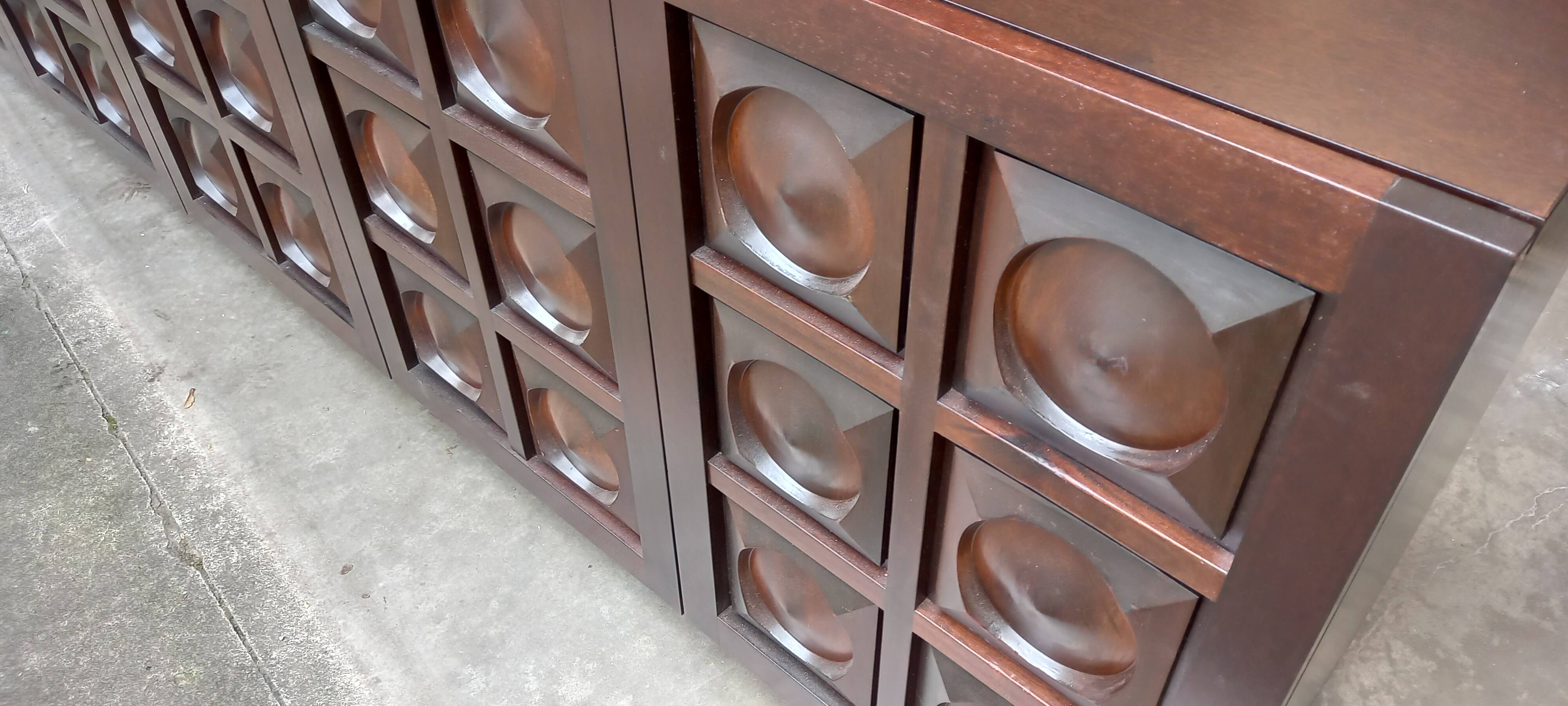 Vintage Brutalist Sideboard in Mahogany 1970s