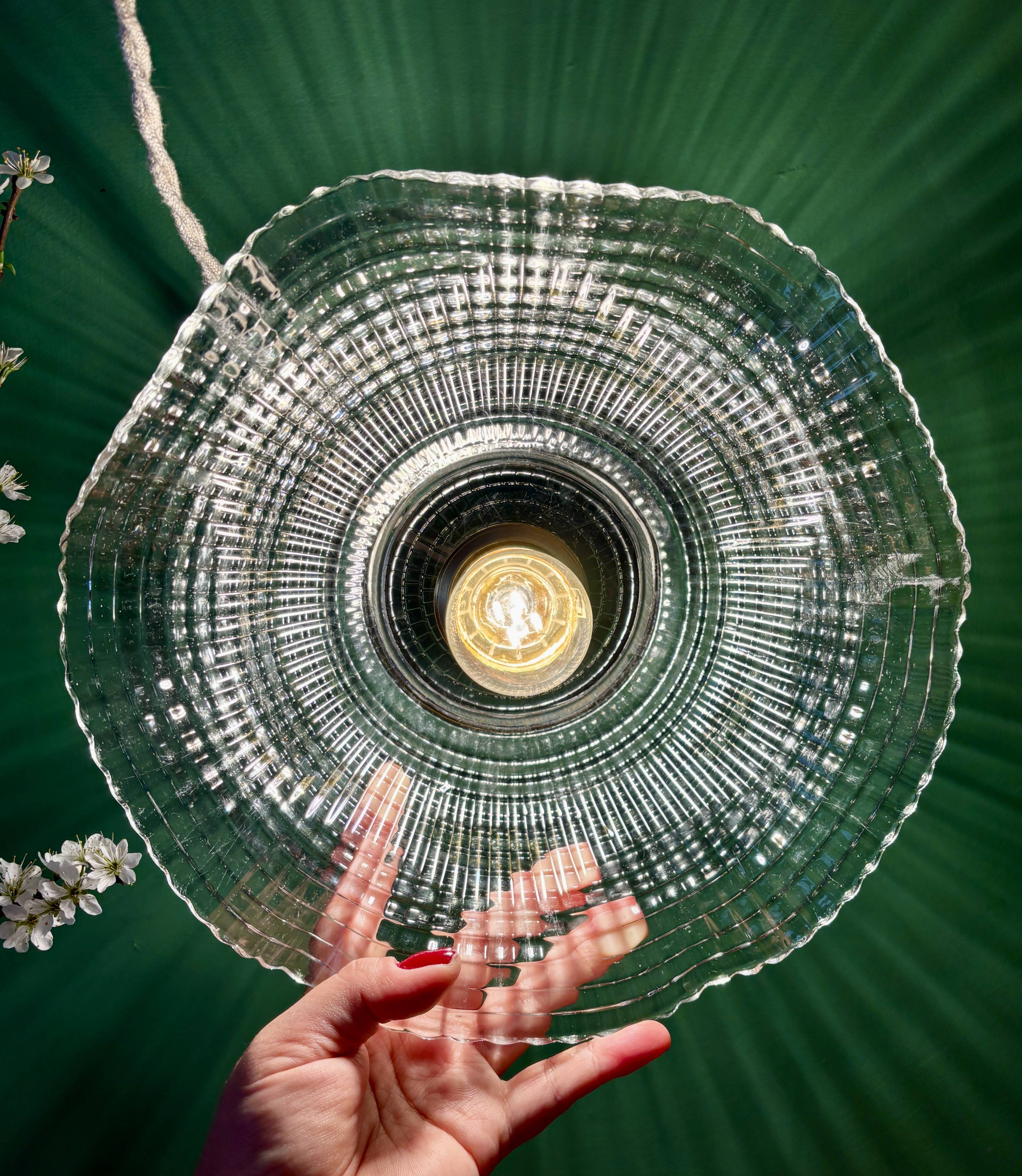 Vintage glass pendant light - tableware collection -