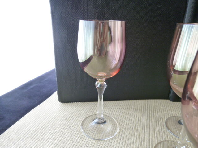 Set of 6 wine glasses in iridescent red crystalline Francesca