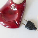 Exceptional ashtray lamp ceramic white and bordeaux 1950 vintage rockabilly 50's lamp