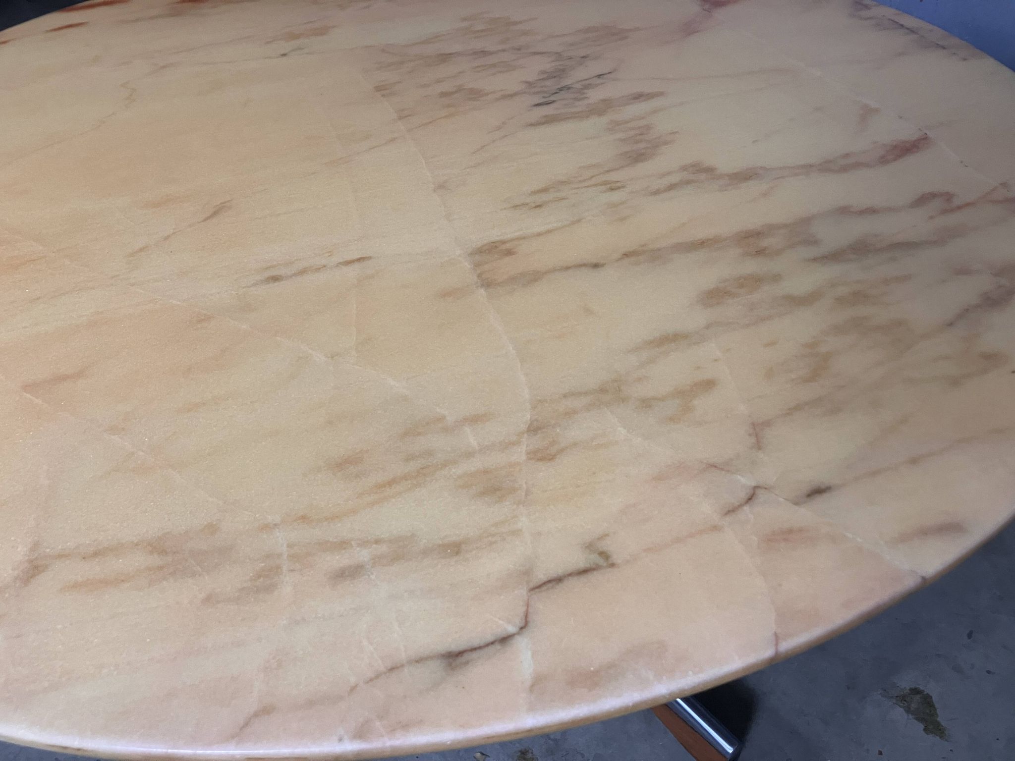 Mid Century coffee table in chrome, marble, and rosewood.