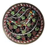 Byzantine bowl G. Halkides in cloisonné enamel on bronze & copper with peacock motif