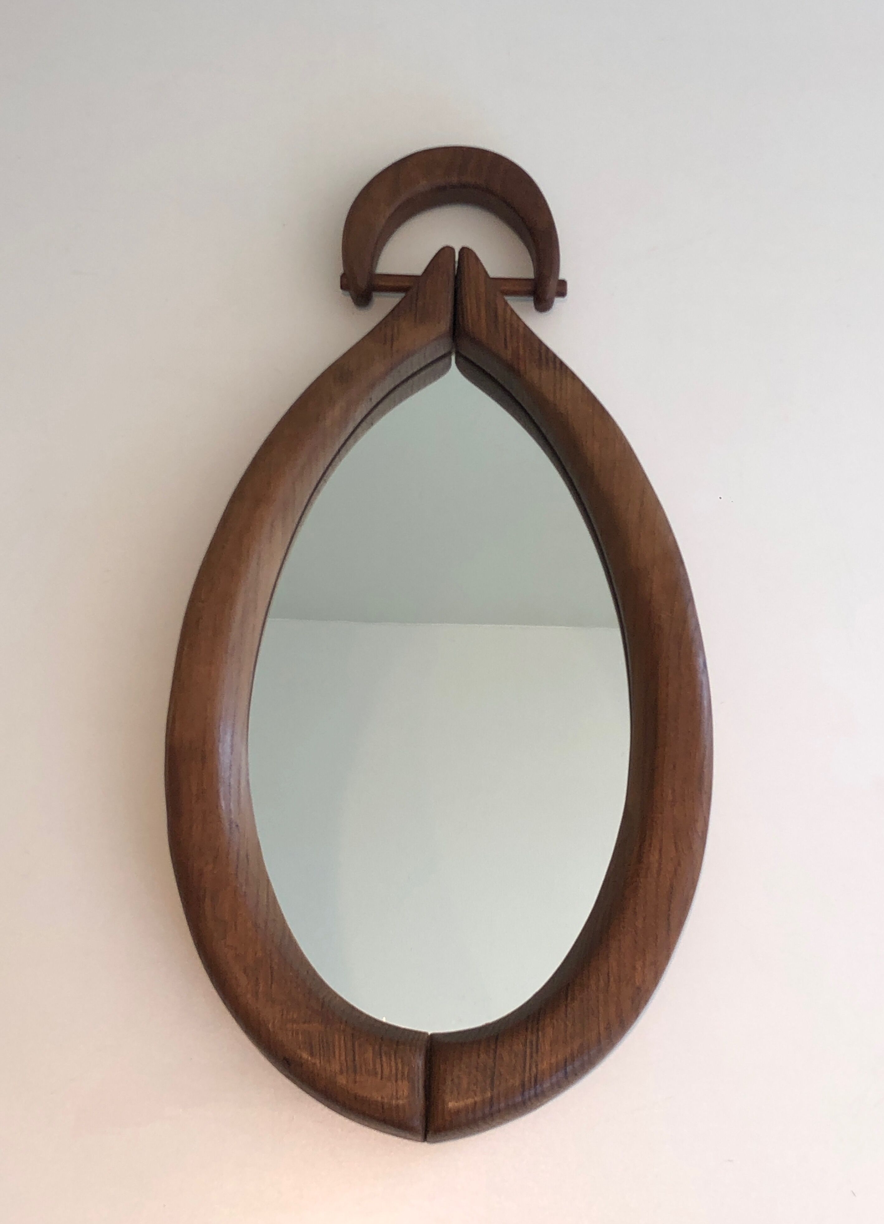 Brutalist mirror in oval shape 1950 - 30,5x59,5cm