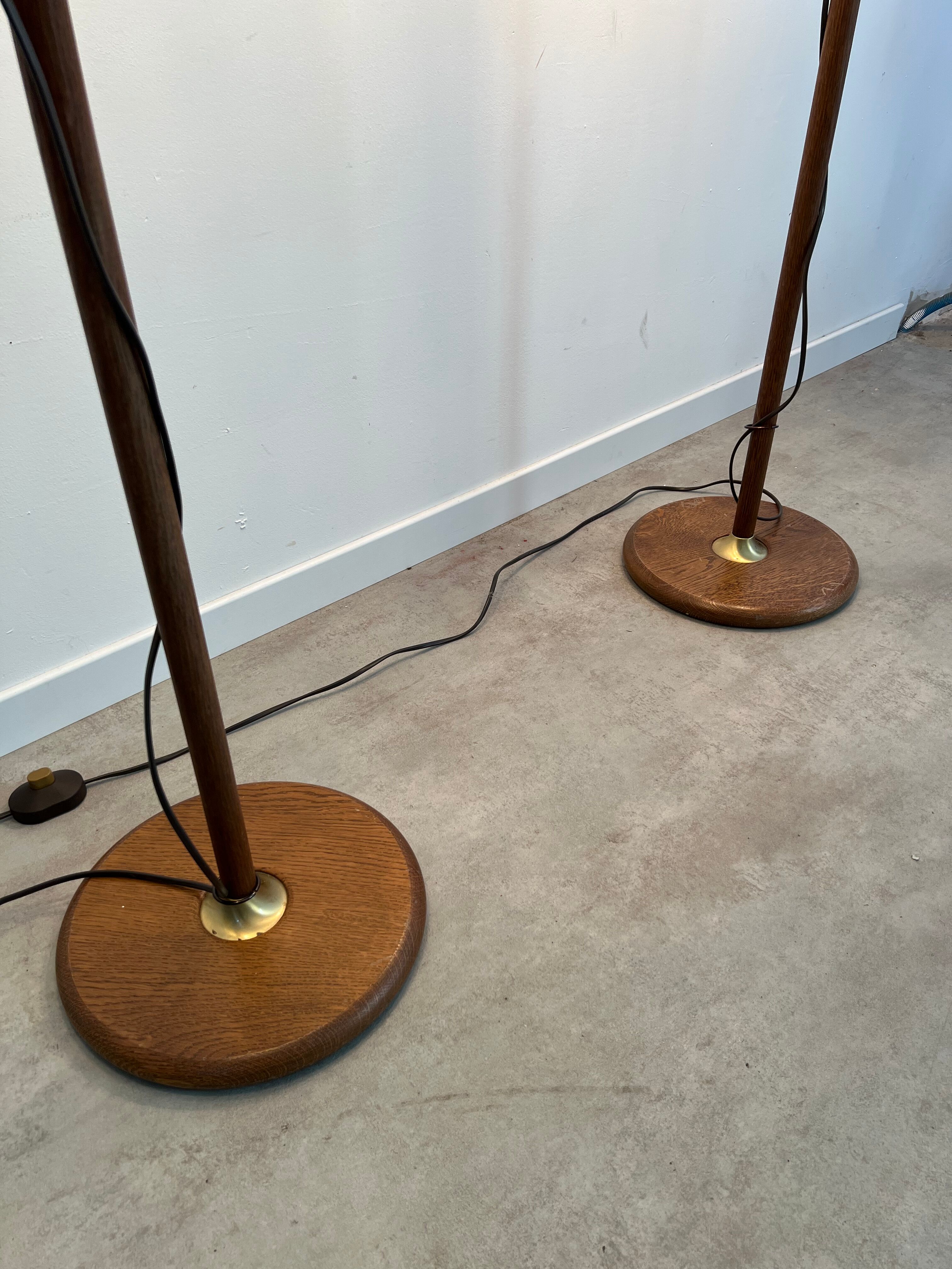 2 old adjustable floor lamps temde design in vintage scandinavian solid teak