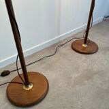 2 old adjustable floor lamps temde design in vintage scandinavian solid teak