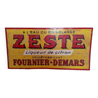 Zeste Fournier-Demars lemon liqueur lithographed sheet metal plaque