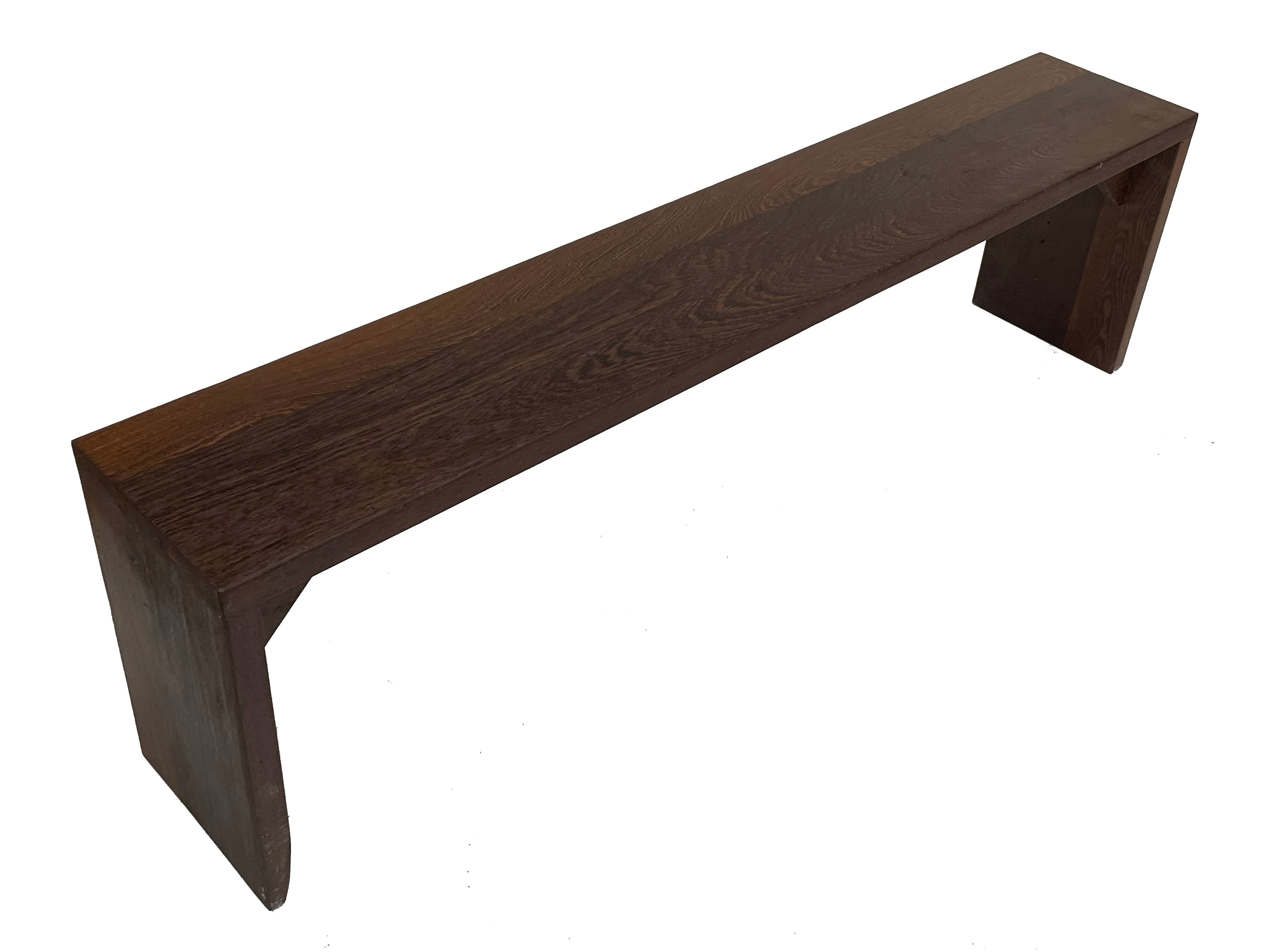 Minimalist vintage sofa design in wengé wood small solid bench