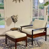 Fauteuil & Ottoman Hans Olsen – Vatne Møbler Danemark, 1960 Palissandre