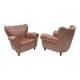 Pair of Mid-Century Modern Italian Satin Armchairs, 1950s