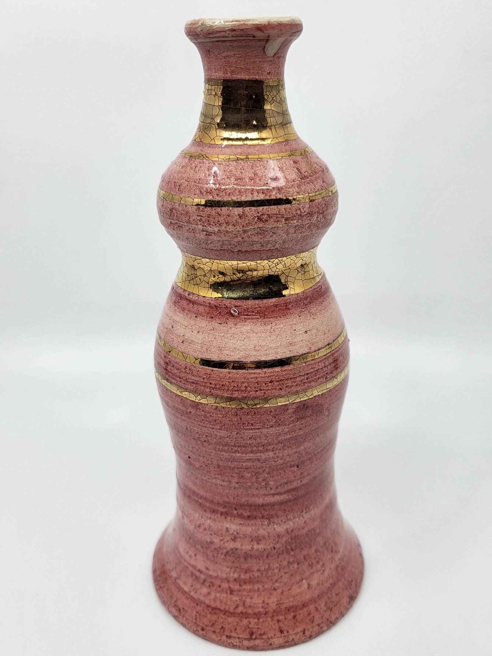 Georges Pelletier soliflore vase in fine gold rose ceramic, France.