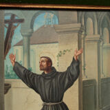 Ancienne peinture religieuse École Espagnole Saint François