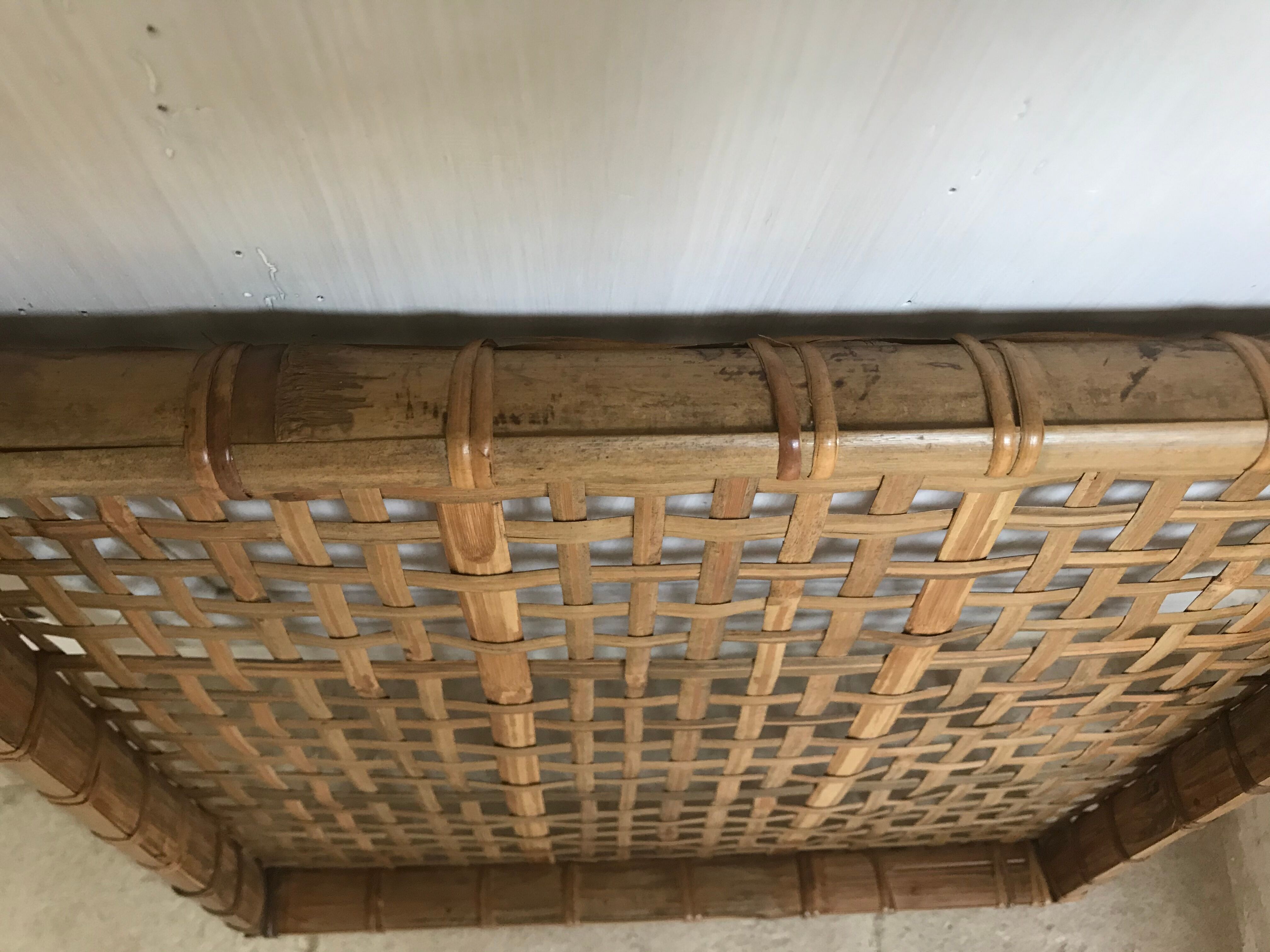 Plateau rotin et bambou  vintage 45X45cm