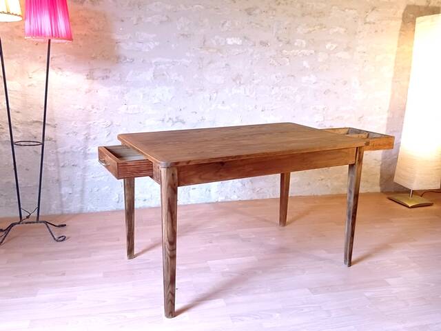 Antique farmhouse table from the early 1900s, solid wood