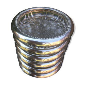 Set de 6 dessous de verres plaqué argent