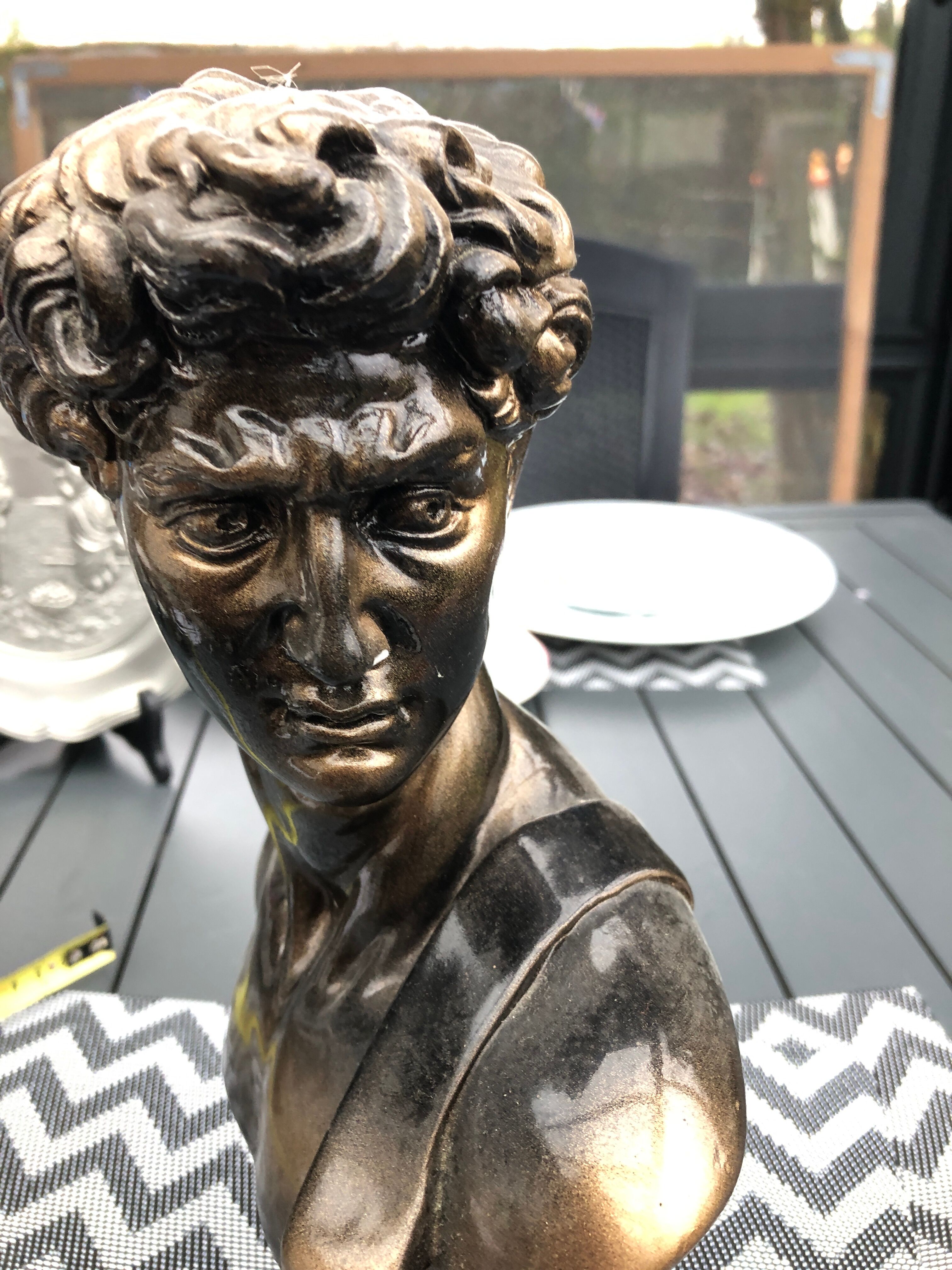 Plaster bust imitation bronze of David