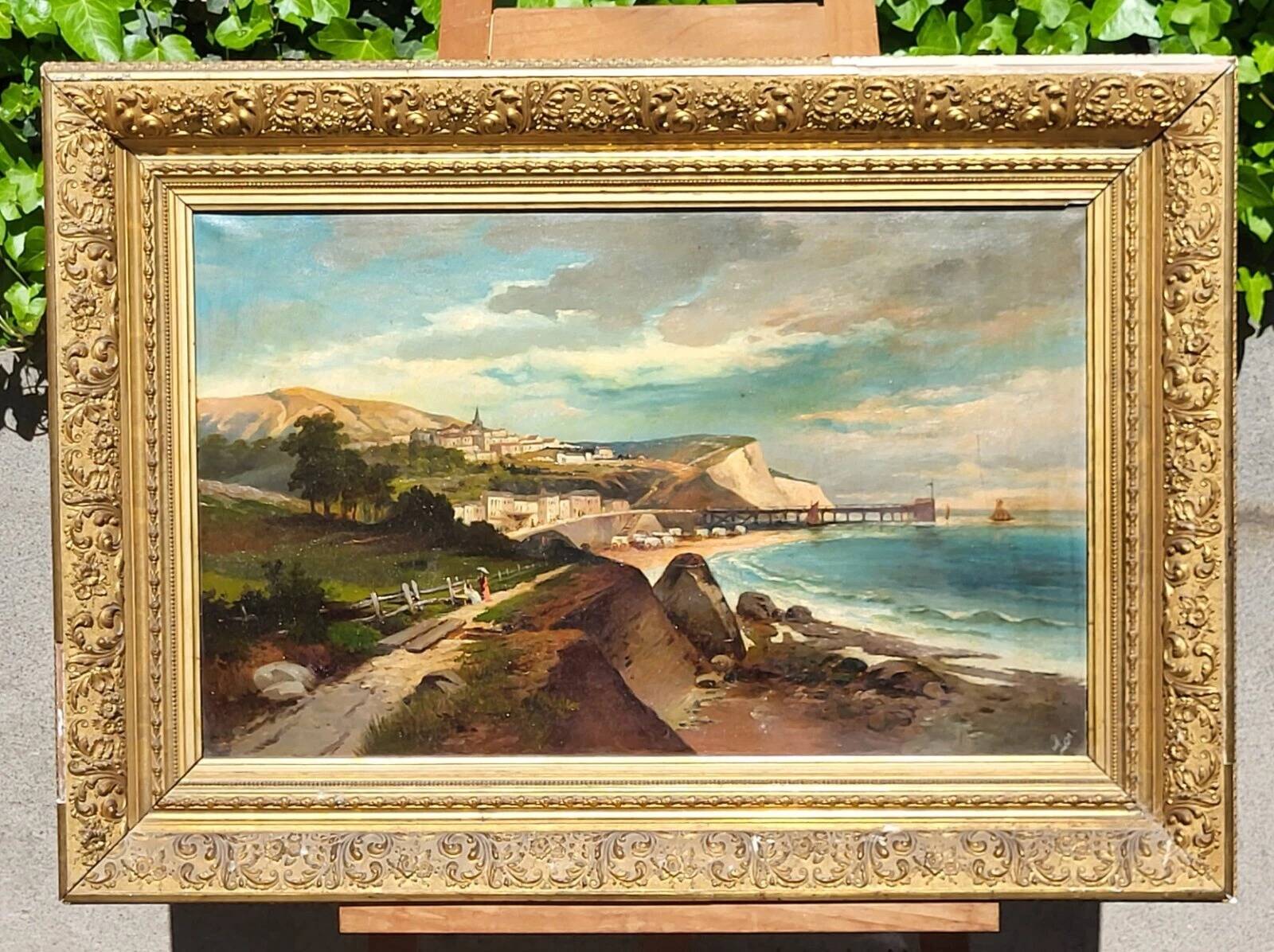 Mid 20th Century Mediterranean Coastal Landscape Painting
