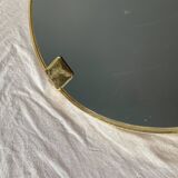Vintage round tray in gold metal and mirror